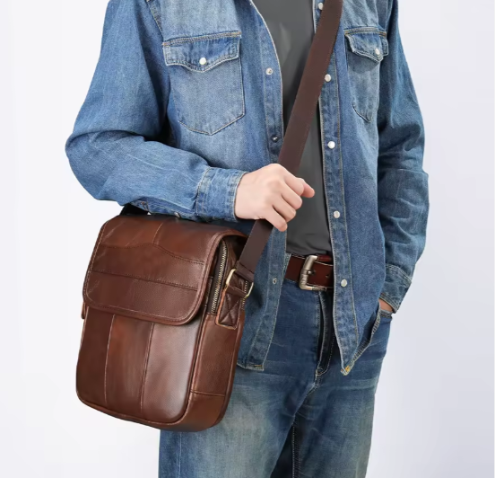 Genuine Leather Flip Crossbody Messenger