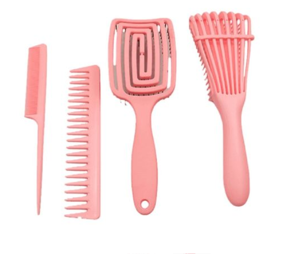 Detangling Brush Hair Comb Set - Pink