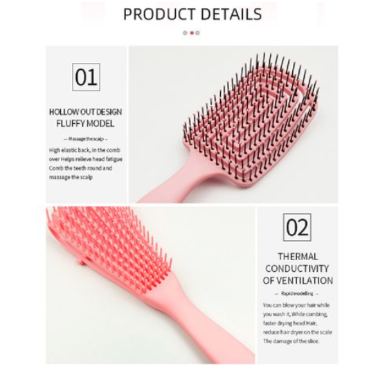 Detangling Brush Hair Comb Set - Pink