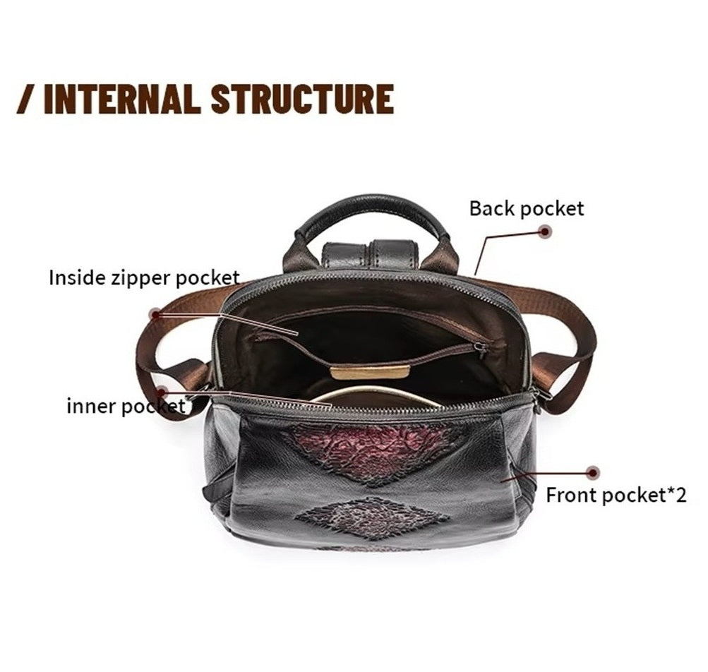 Ladies Vintage Leather Backpack
