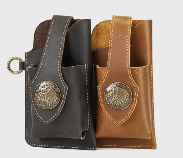 Men's Belt Cell-Phone Leather Holder