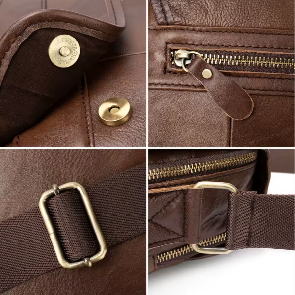 Genuine Leather Flip Crossbody Messenger