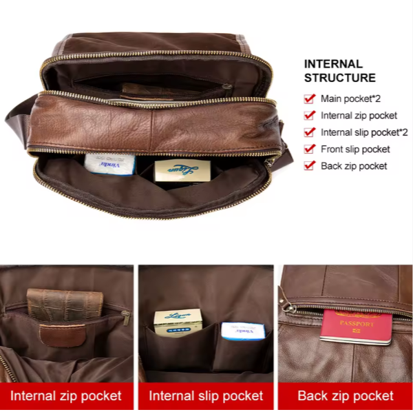 Genuine Leather Flip Crossbody Messenger