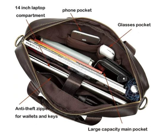 14,5" Genuine Leather Laptop Bag