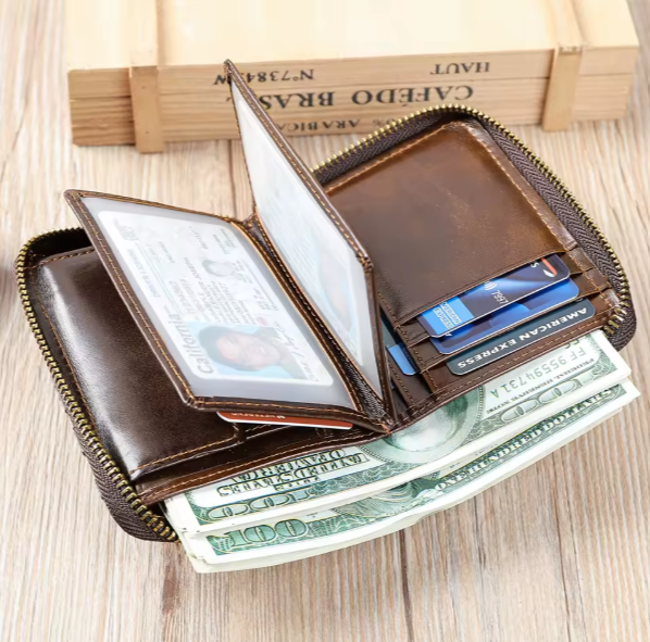 Genuine Leather Zip Wallet