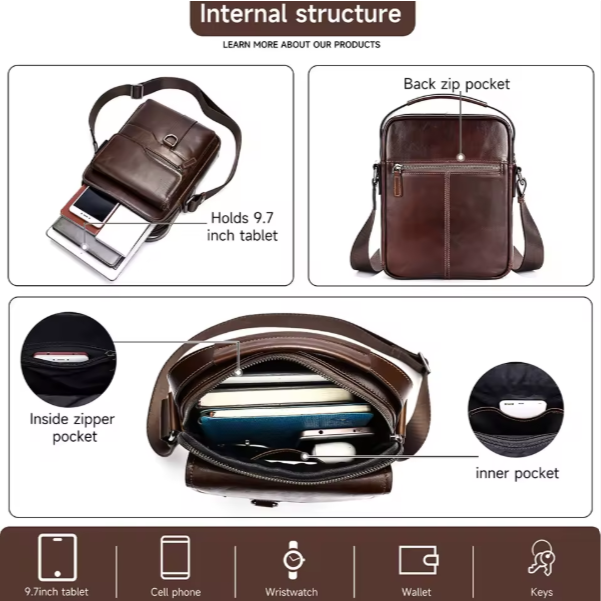 Genuine Leather Crossbody Messager