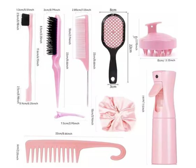 Detangling Brush Hair Comb Set - Pink