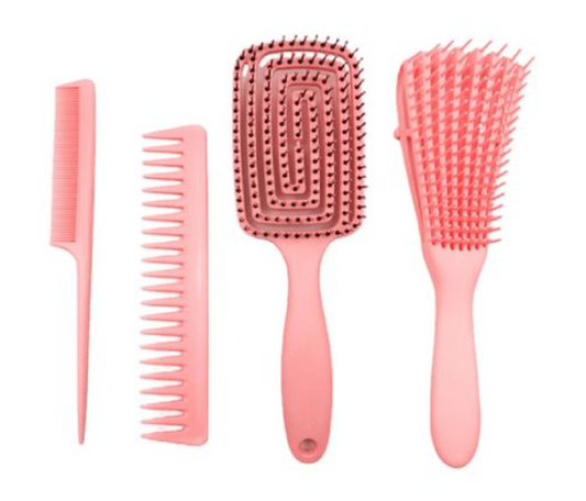 Detangling Brush Hair Comb Set - Pink