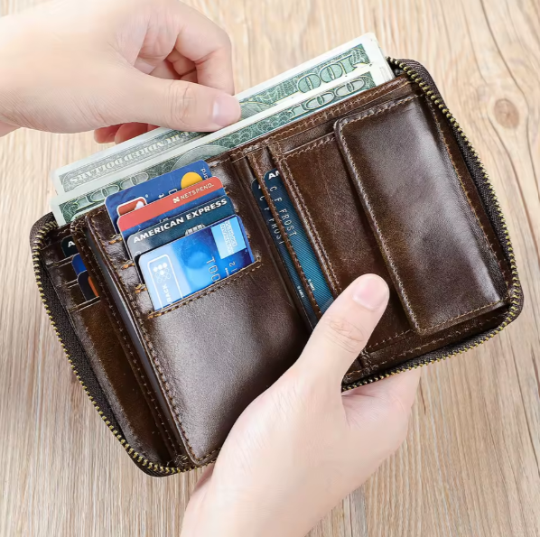 Genuine Leather Zip Wallet