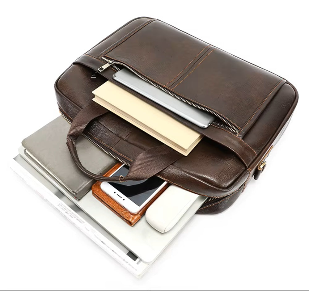 14,5" Genuine Leather Laptop Bag
