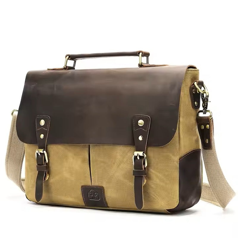 14 inch Leather & Canvas Laptop Bag