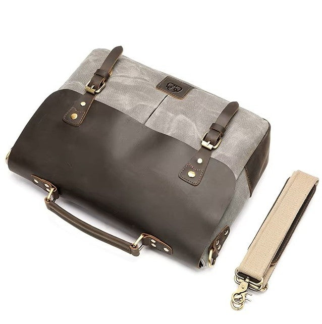 14 inch Leather & Canvas Laptop Bag