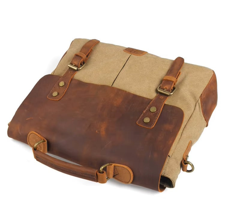 14 inch Leather & Canvas Laptop Bag