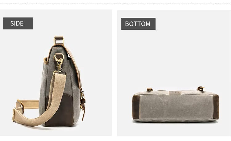 14 inch Leather & Canvas Laptop Bag