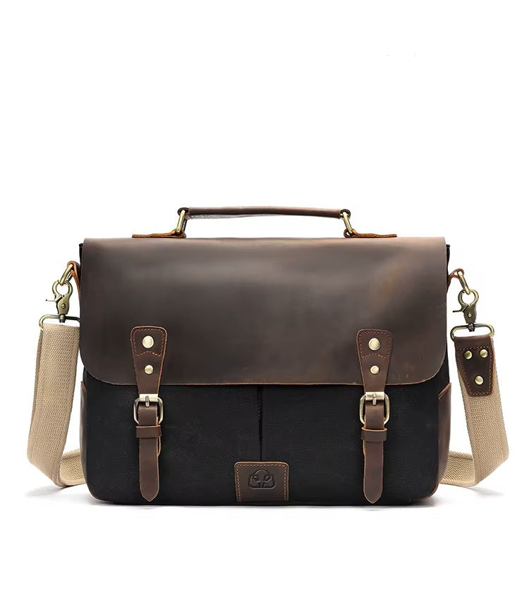 14 inch Leather & Canvas Laptop Bag