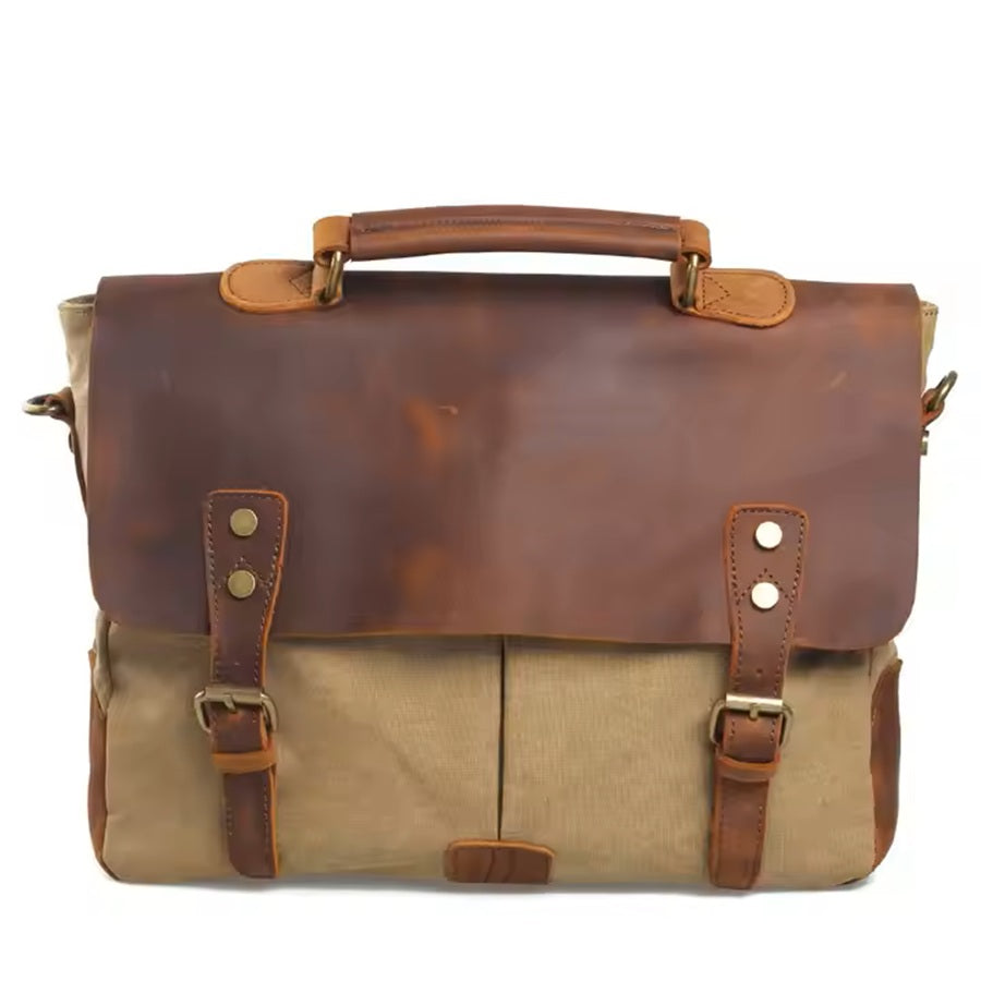14 inch Leather & Canvas Laptop Bag