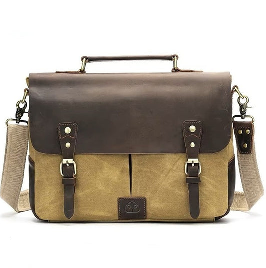 14 inch Leather & Canvas Laptop Bag